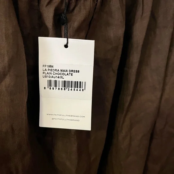 Faithfull the Brand La Piedra Maxi Dress Chocolate 10 - Picture 3 of 12